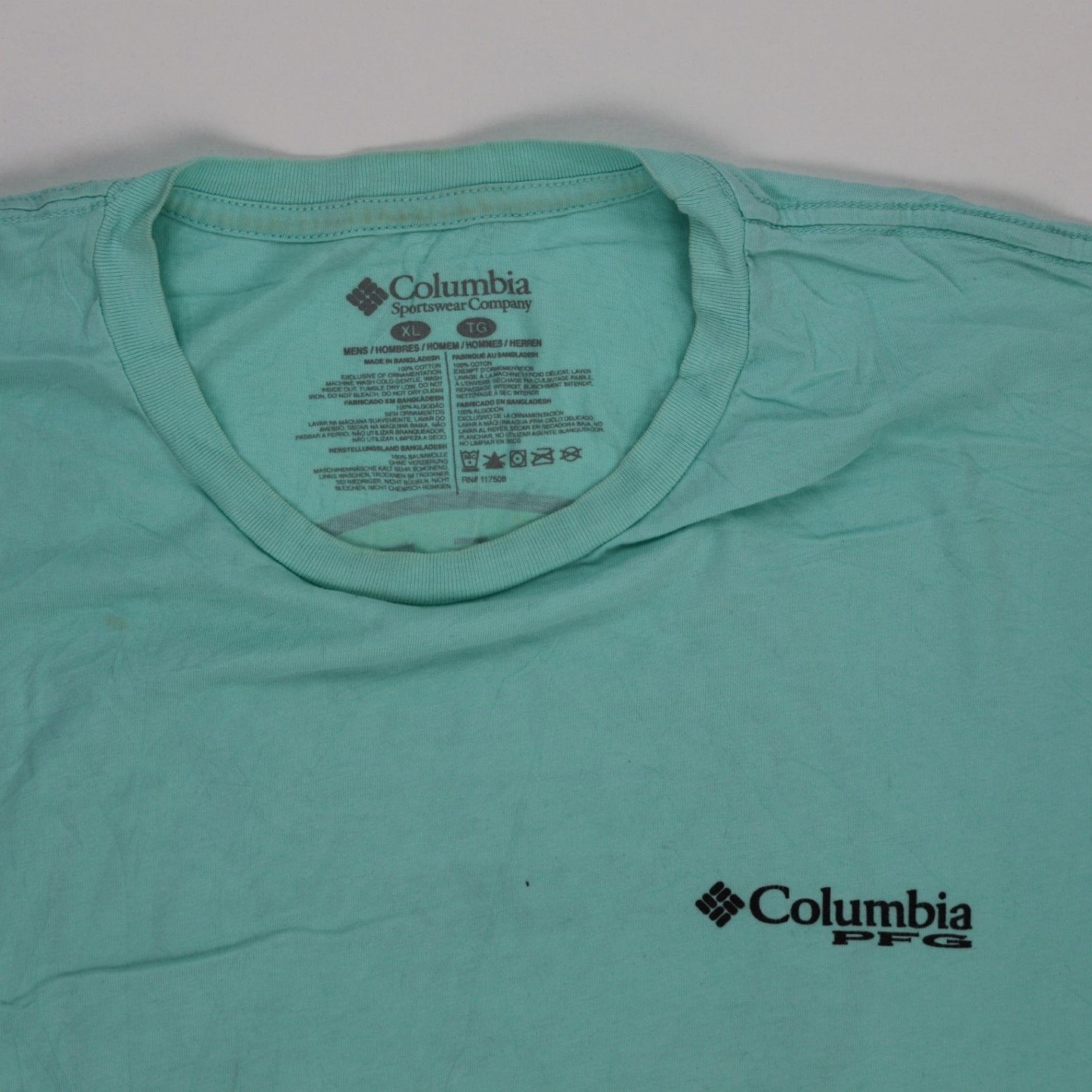 Columbia PFG Performance Fishing Gear T-Shirt Teal XL Cotton Graphic Tee Crew Neck