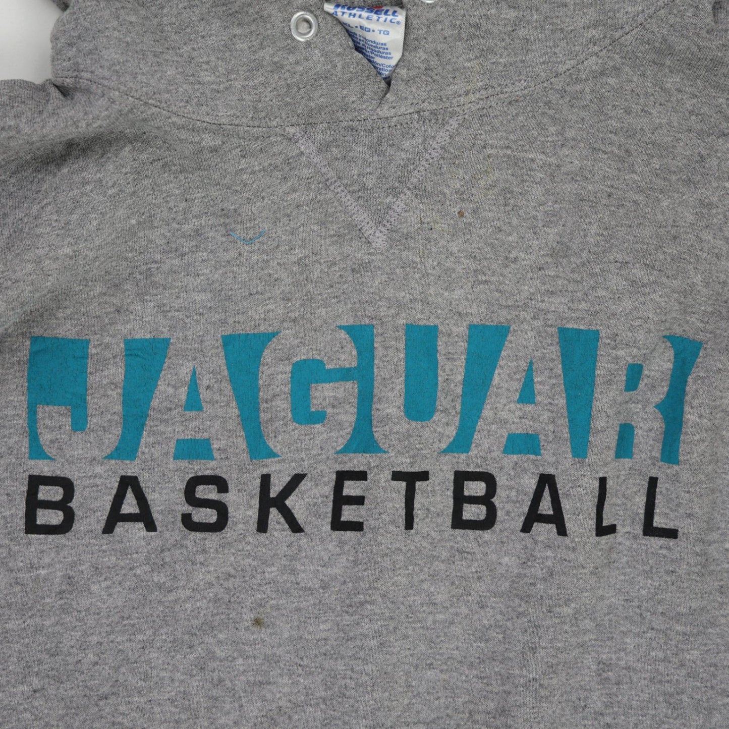 Russell Athletic Vintage Jaguar Basketball Grey Hoodie XL Cotton Blend