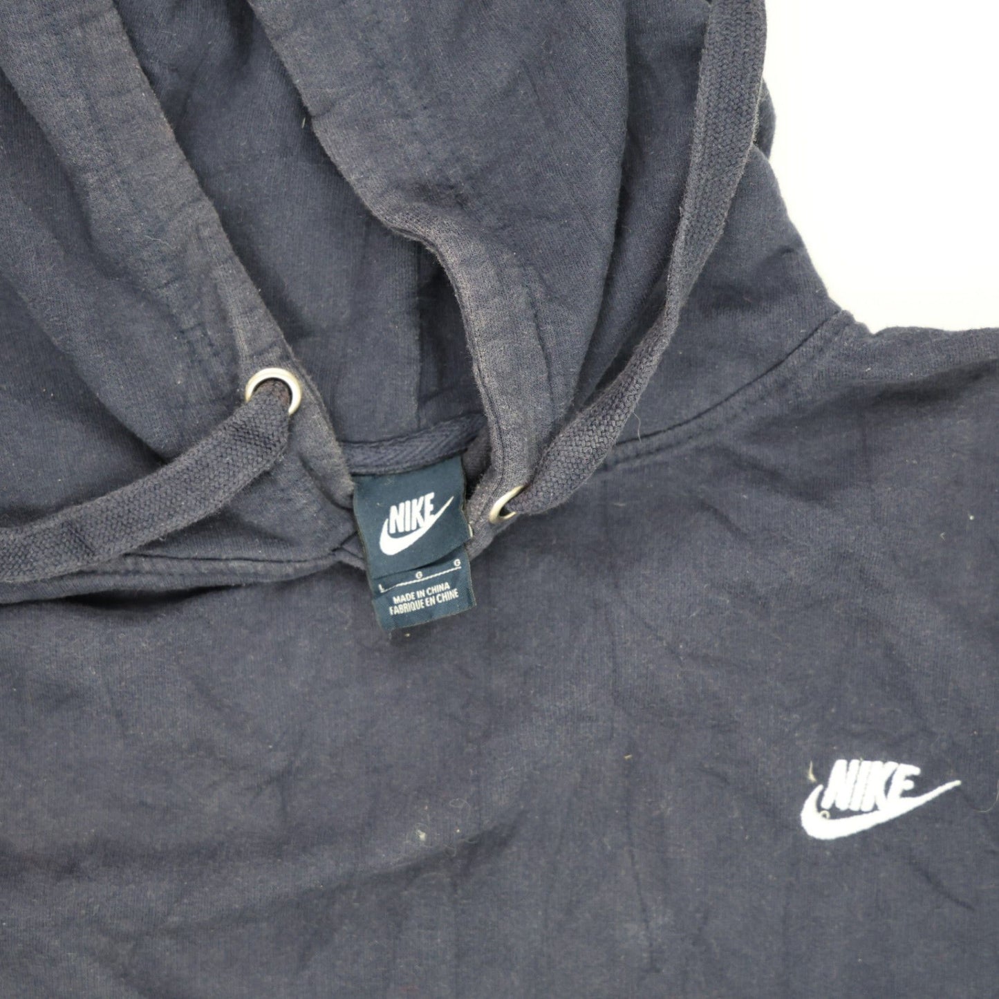 Nike Navy Blue Pullover Hoodie Large Cotton Blend Men's Activewear