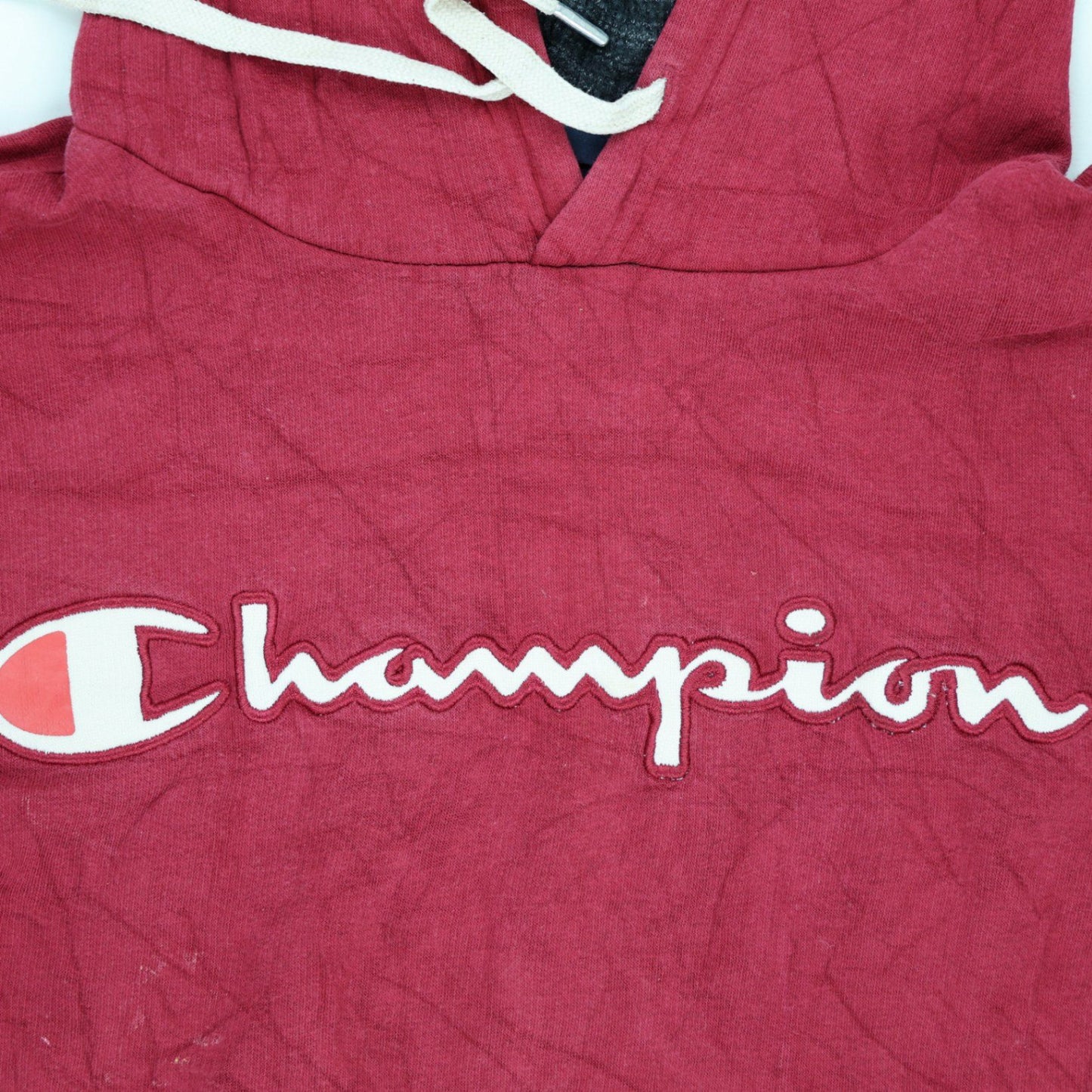 Champion Burgundy Pullover Hoodie Large Vintage Cotton Mens