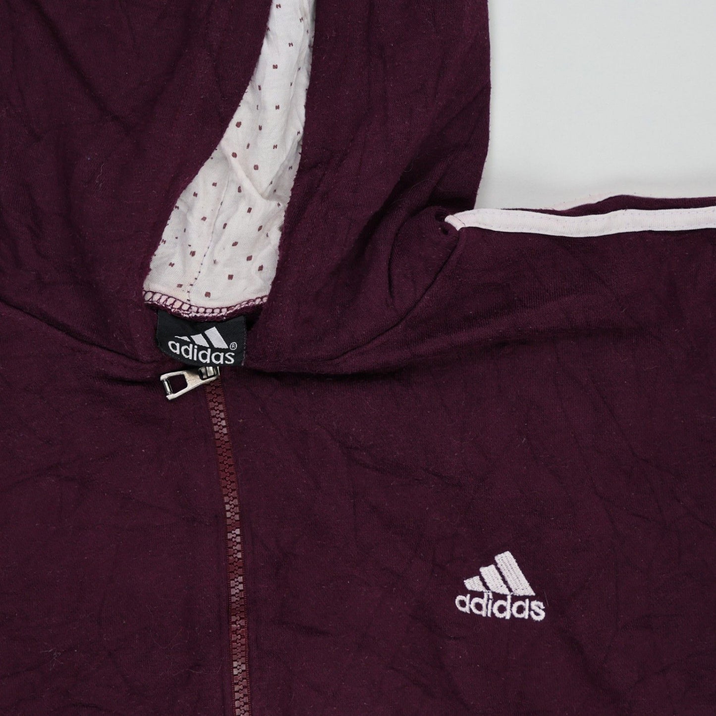 adidas Burgundy Full Zip Hoodie Men's Medium Cotton Blend Vintage