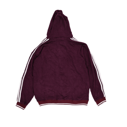 adidas Burgundy Full Zip Hoodie Men's Medium Cotton Blend Vintage