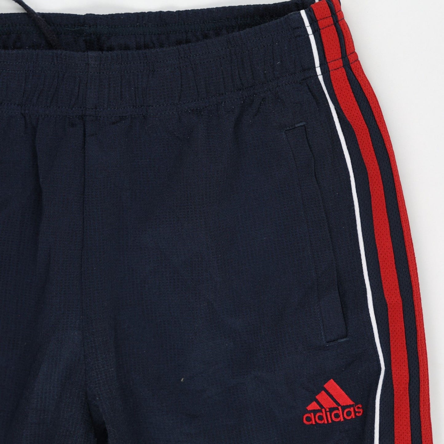adidas Navy Blue Track Pants Large Polyester Mens 78cm Inseam 42cm Waist Used Very Good