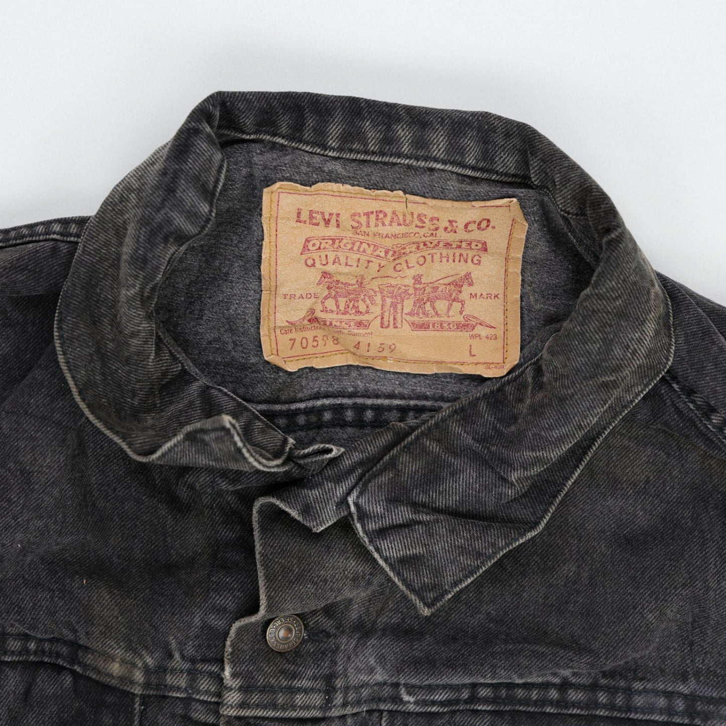 Levi's Vintage Black Denim Trucker Jacket Large Cotton