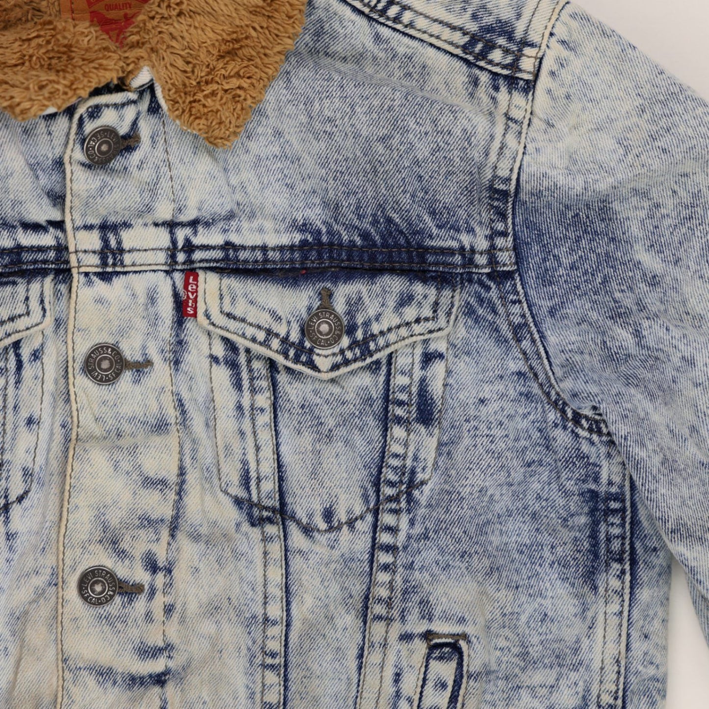 Levi's Sherpa Lined Denim Jacket Acid Wash Blue Medium Cotton Polyester