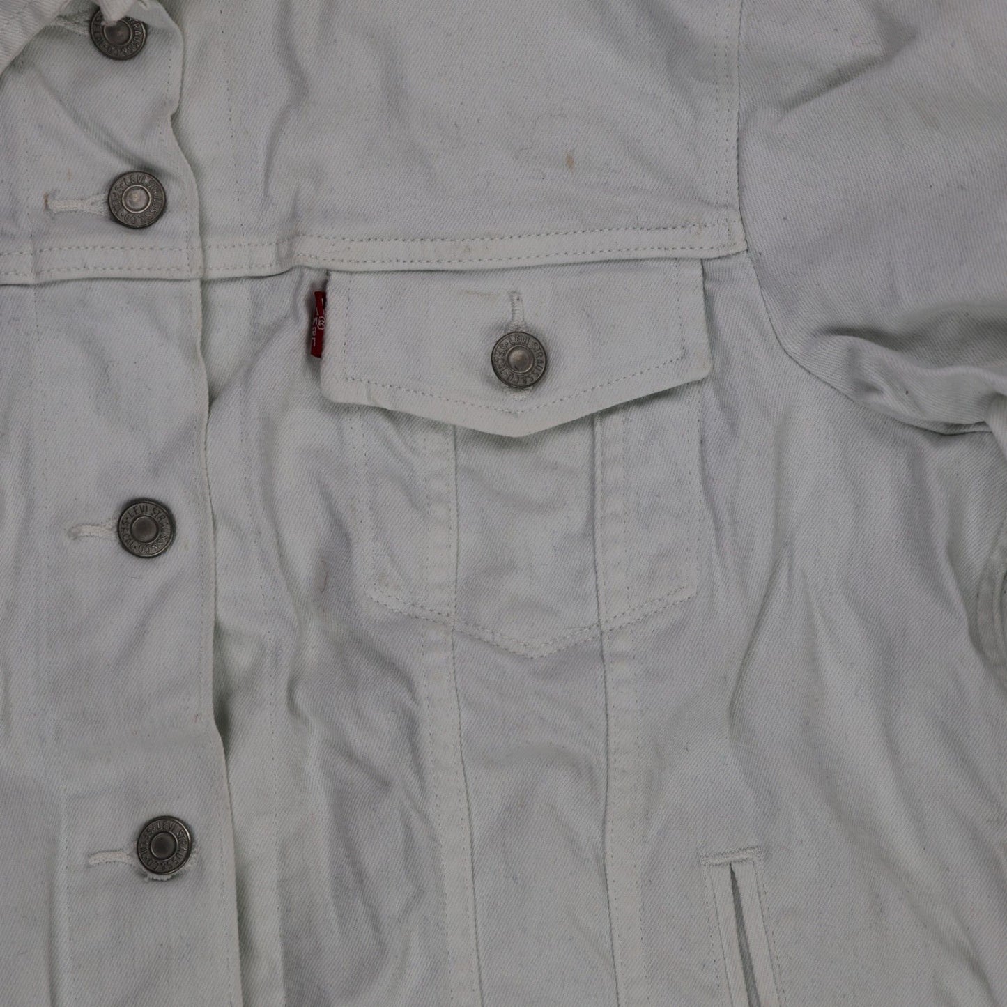 Levi's White Denim Trucker Jacket Medium Cotton