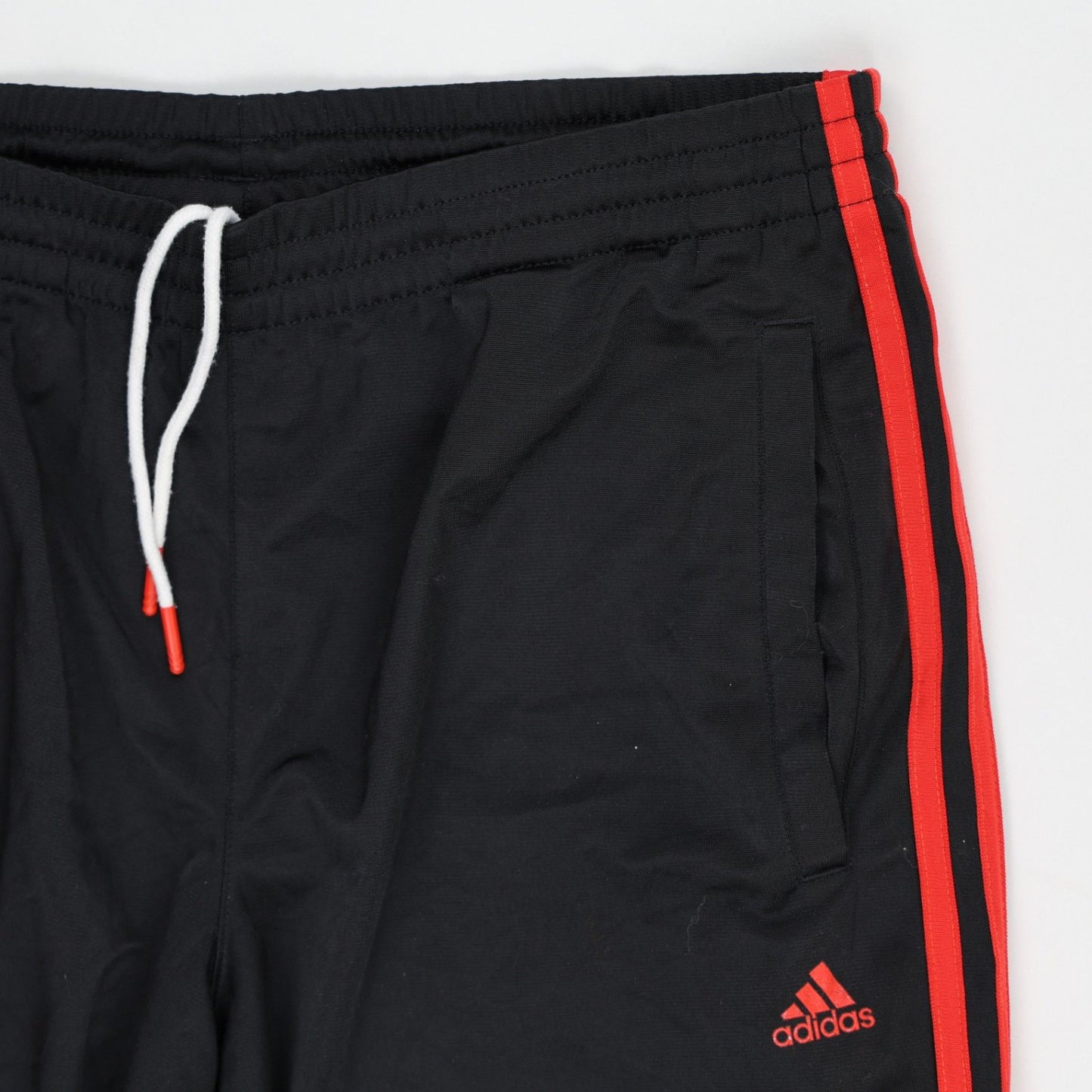 Adidas Men's Black Track Pants with Red Stripes Medium 100% Polyester