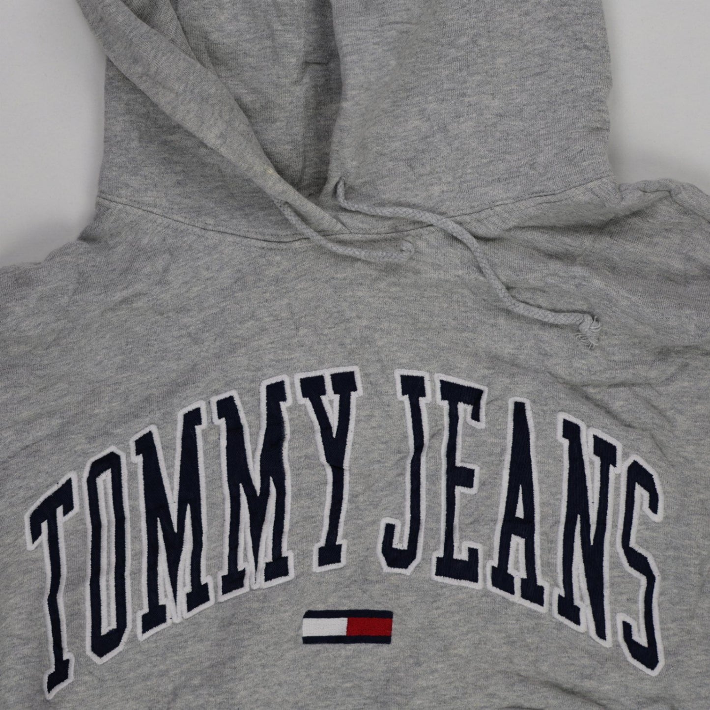 Tommy Jeans Grey Pullover Hoodie for Men Size Medium Cotton Blend