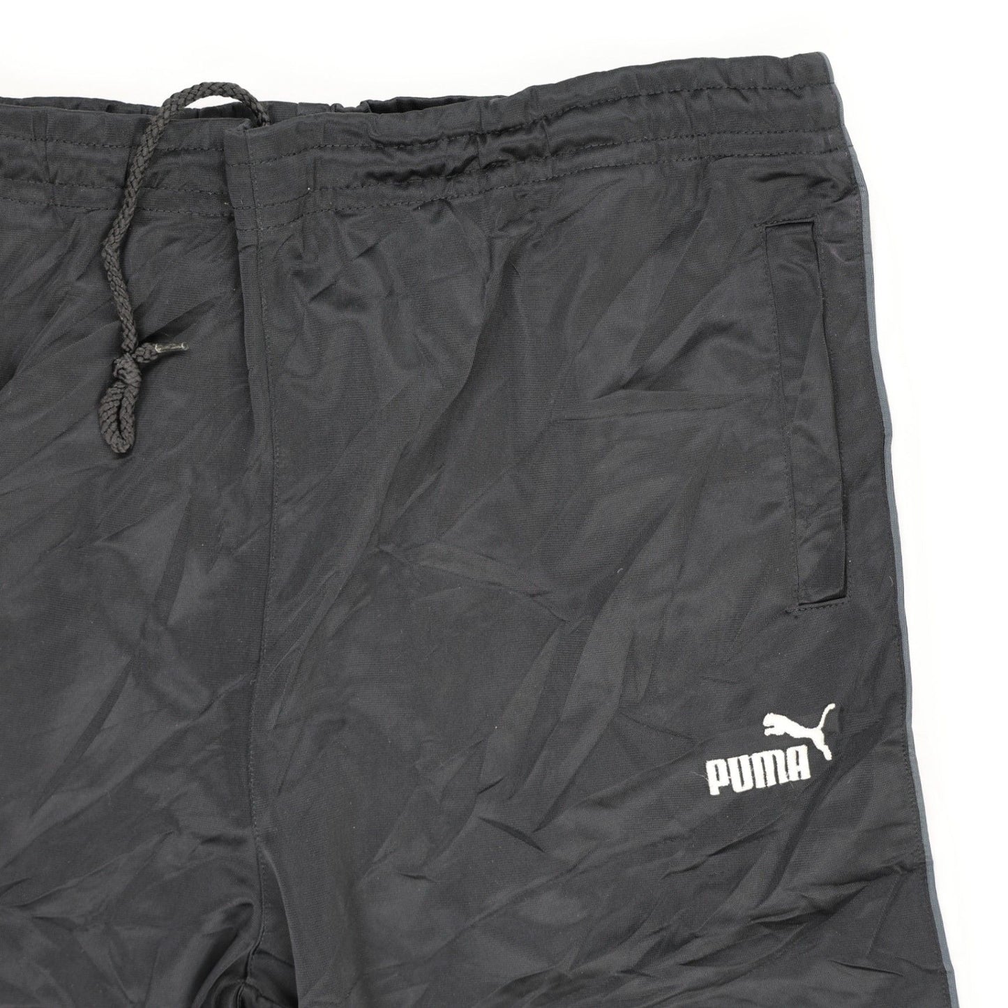 PUMA Black Nylon Track Pants Large Vintage Men's Trousers 77 Inseam