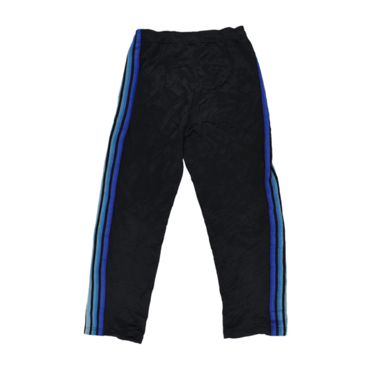 Adidas Black Track Pants Large Polyester with Blue Stripes