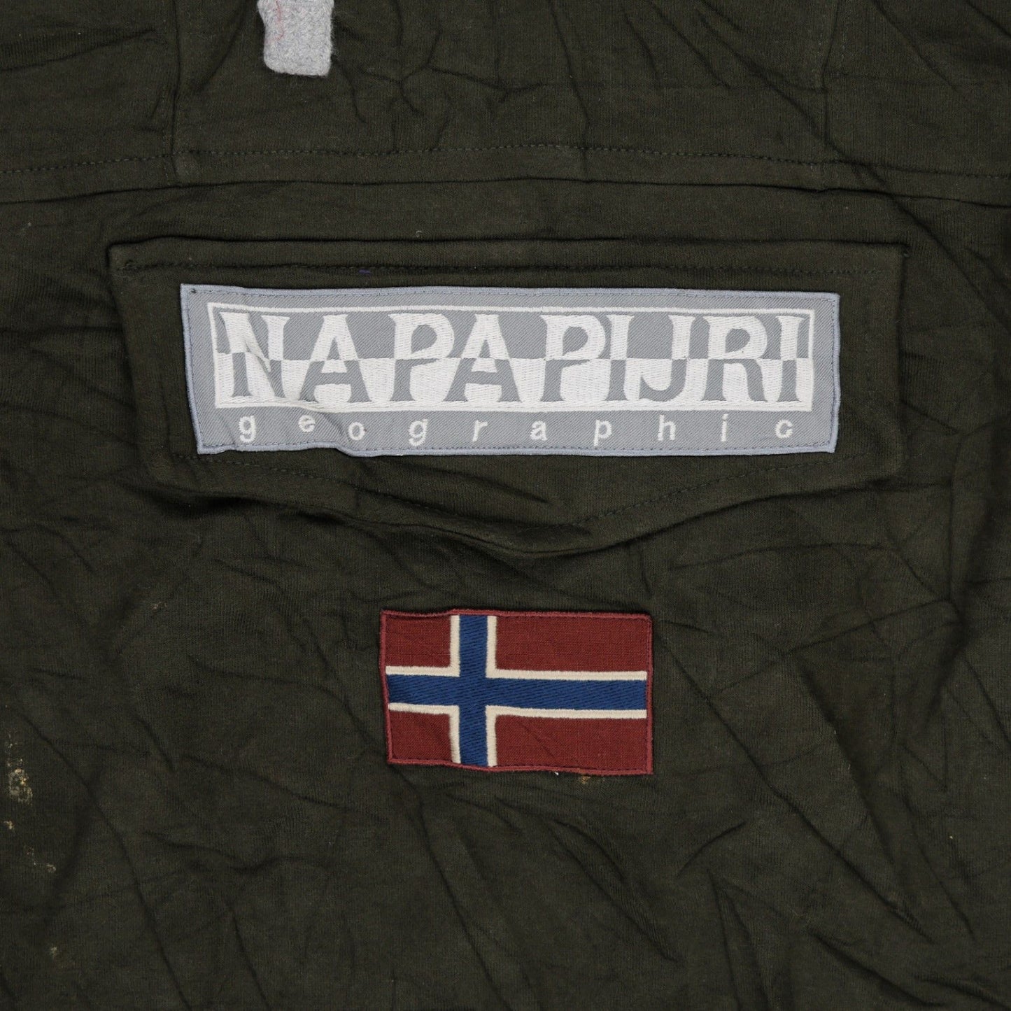 Napapijri Olive Green Pullover Hoodie Men Large Cotton Blend Hooded