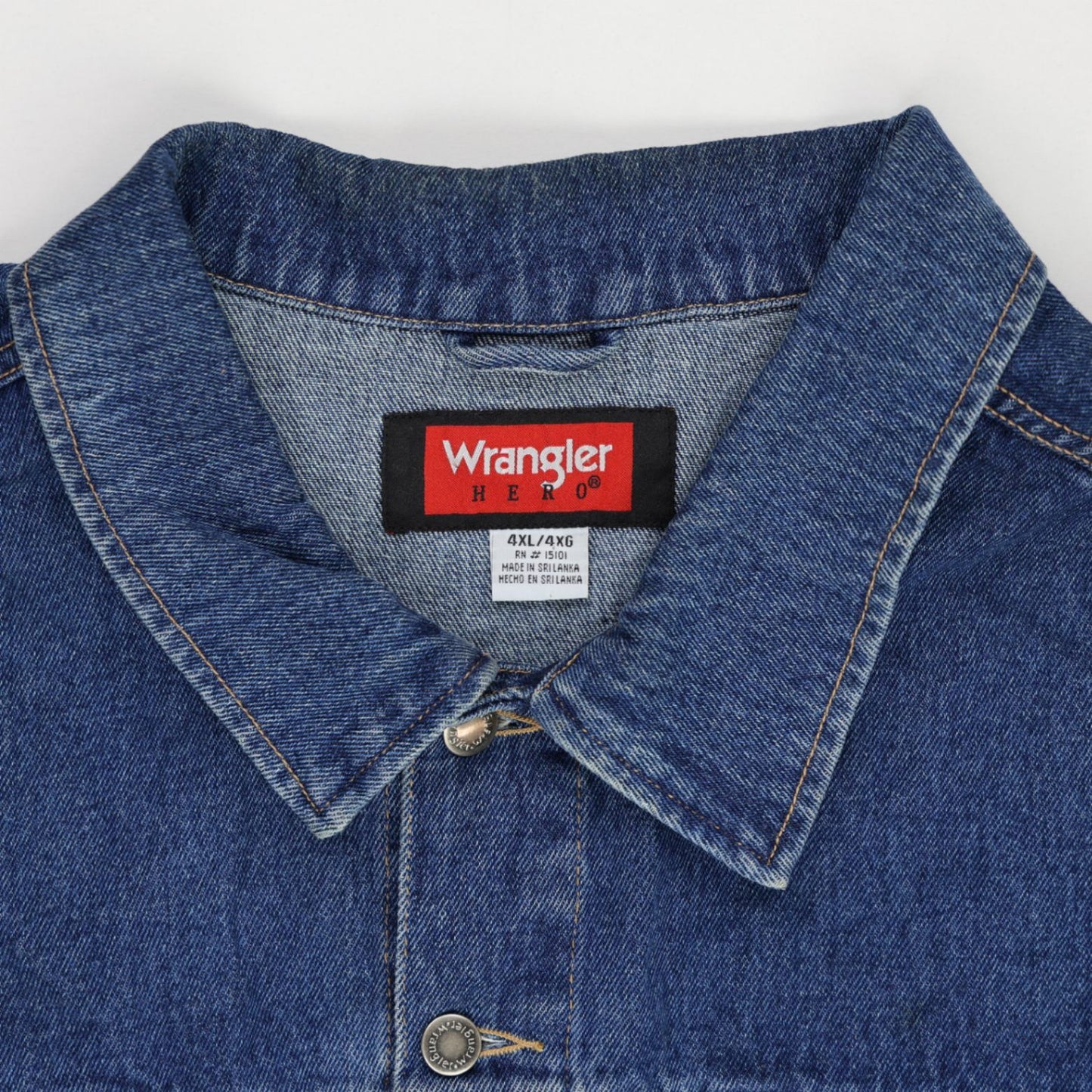 Wrangler Vintage Blue Denim Jacket 4XL Cotton Denim Collared Neckline