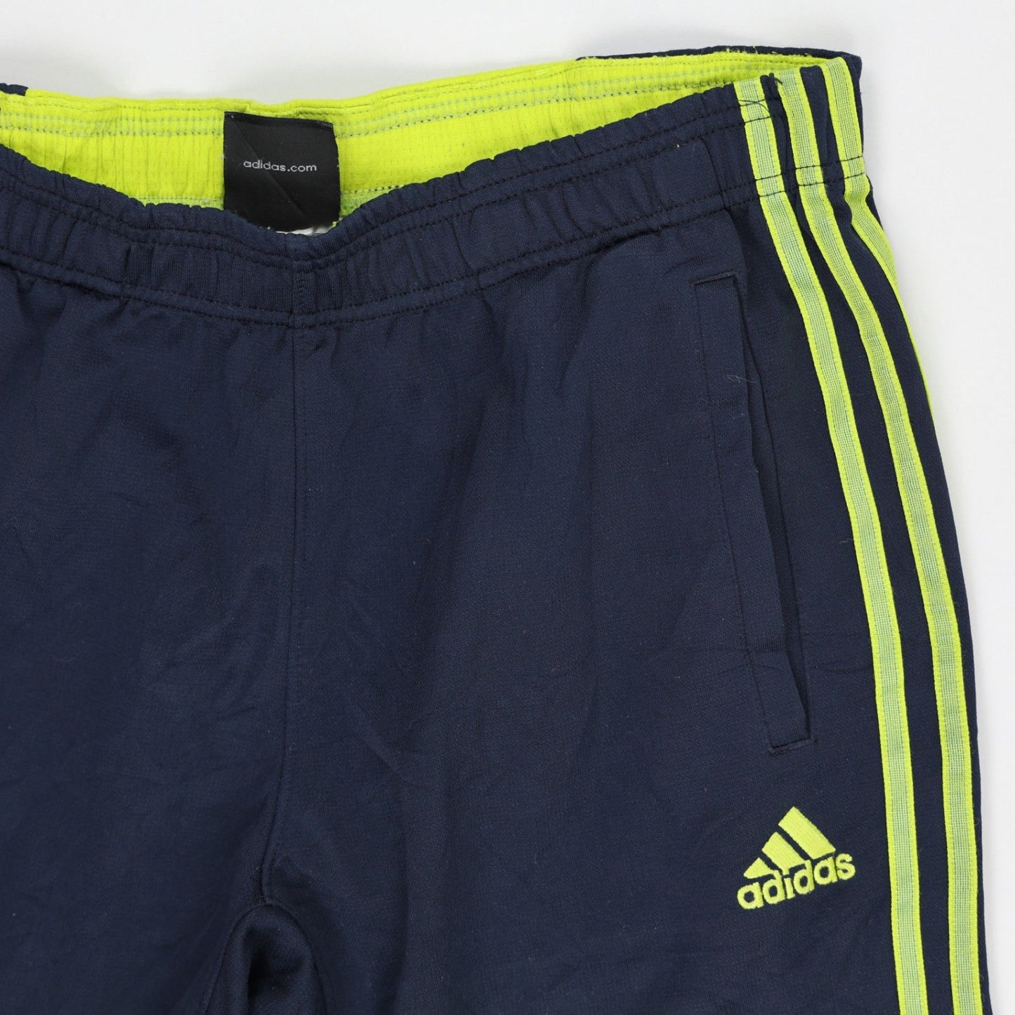 adidas Climalite Navy Neon Green Mens Track Trousers Size Medium Polyester