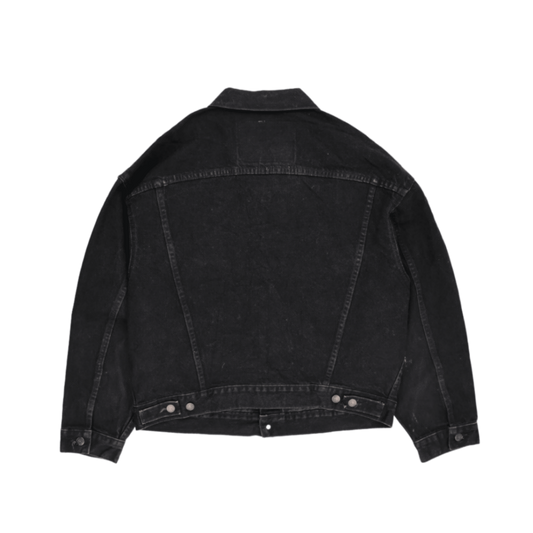 Levi's Black Denim Jacket Large Vintage Cotton Collared Trucker Style