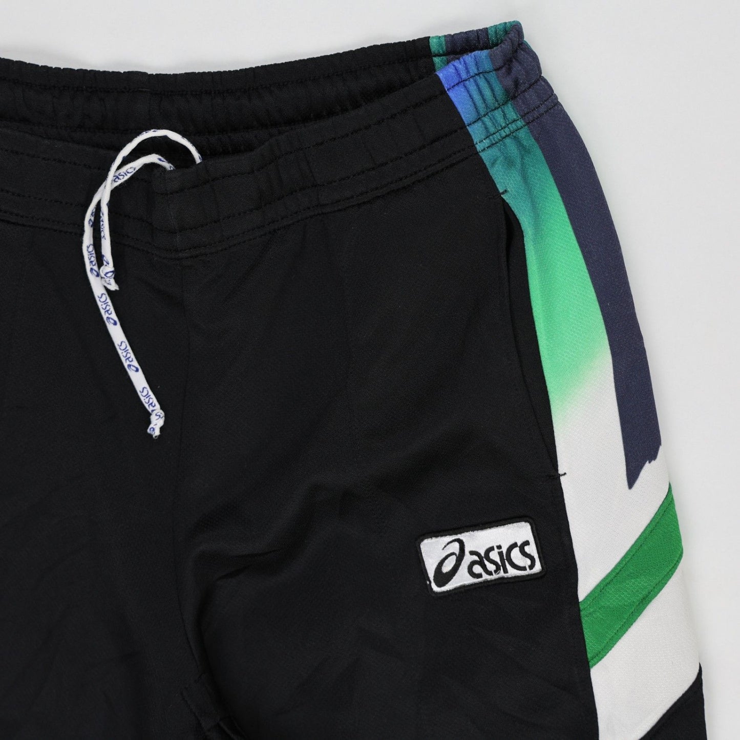 ASICS Vintage Black Track Bottoms Men's Medium 38 Waist 76 Inseam Polyester Joggers