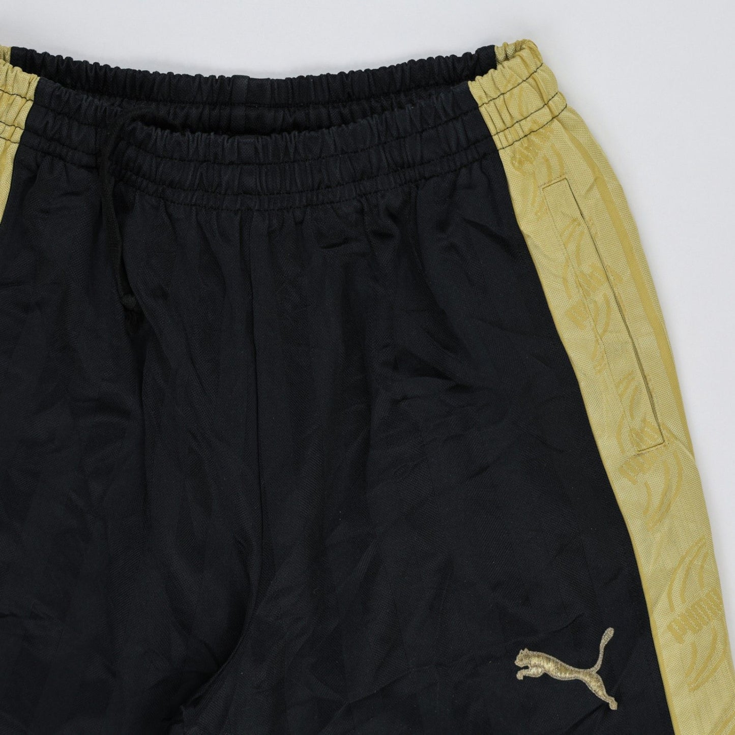 PUMA Vintage Black Gold Track Pants Men Medium Polyester 78 Inseam