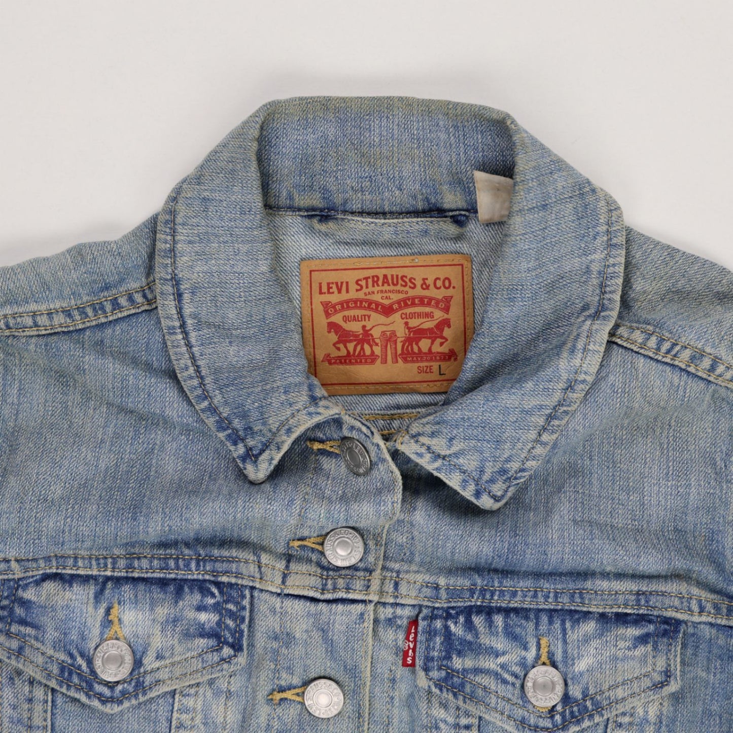 Levi's Light Blue Denim Jacket Large Cotton Blend Vintage Collared