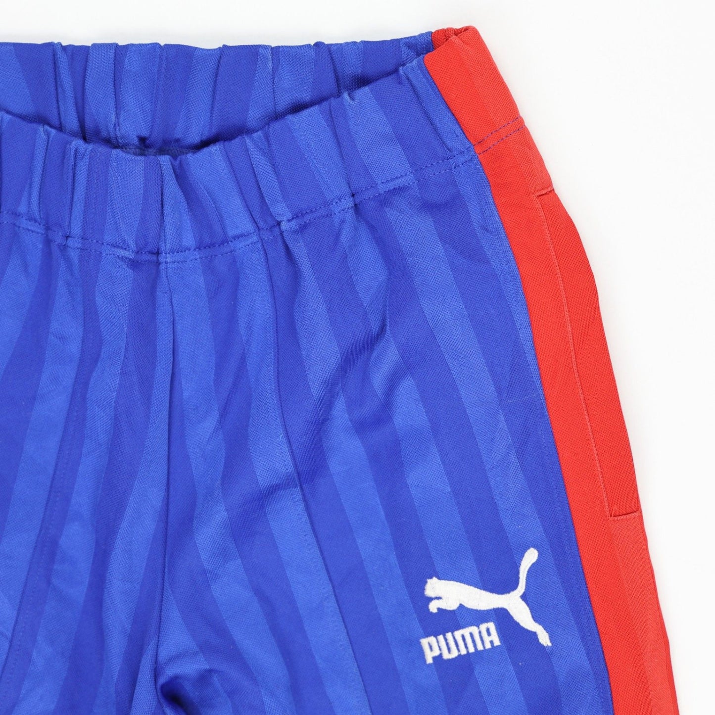 PUMA Vintage Blue Red Stripe Track Pants Medium Polyester Men's Trousers