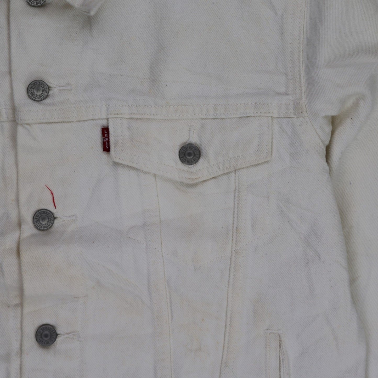 Levi's White Denim Jacket Size Small 100% Cotton Collared Style