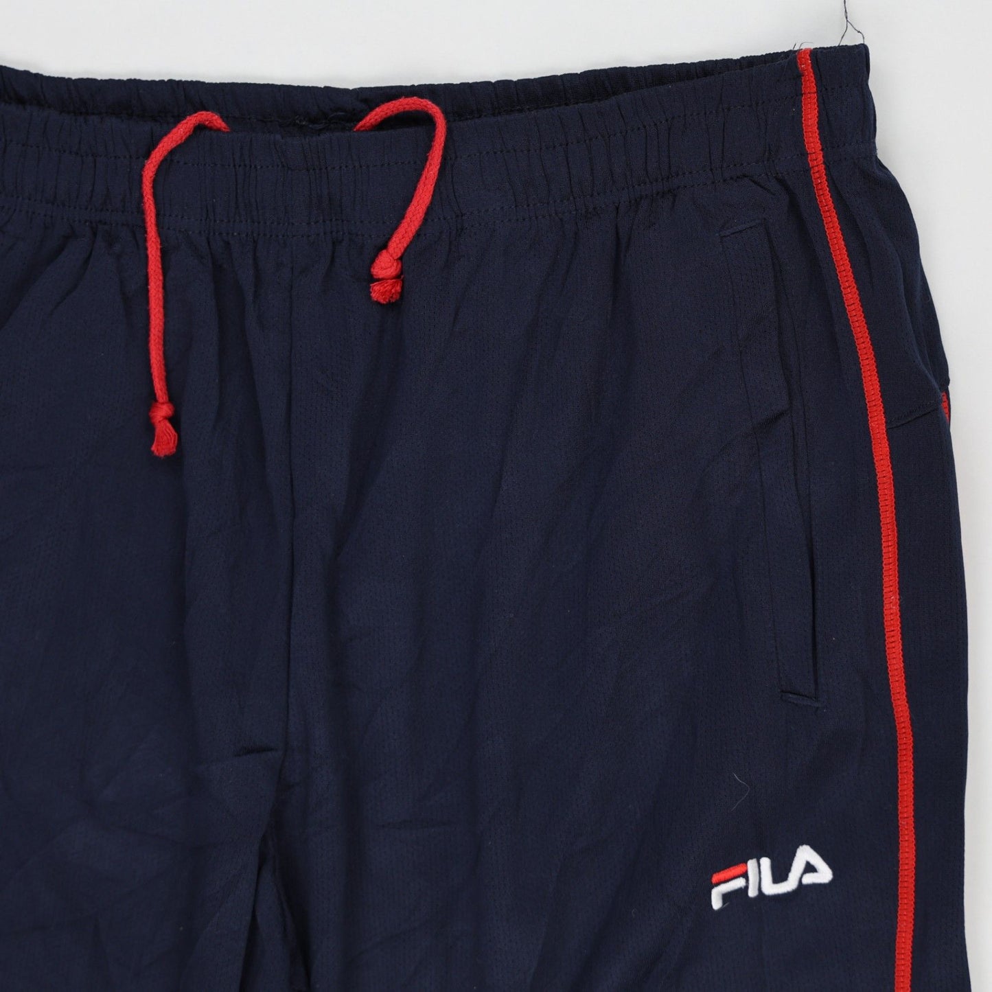 Fila Navy Blue Track Pants Medium Polyester Vintage with Red Stripes