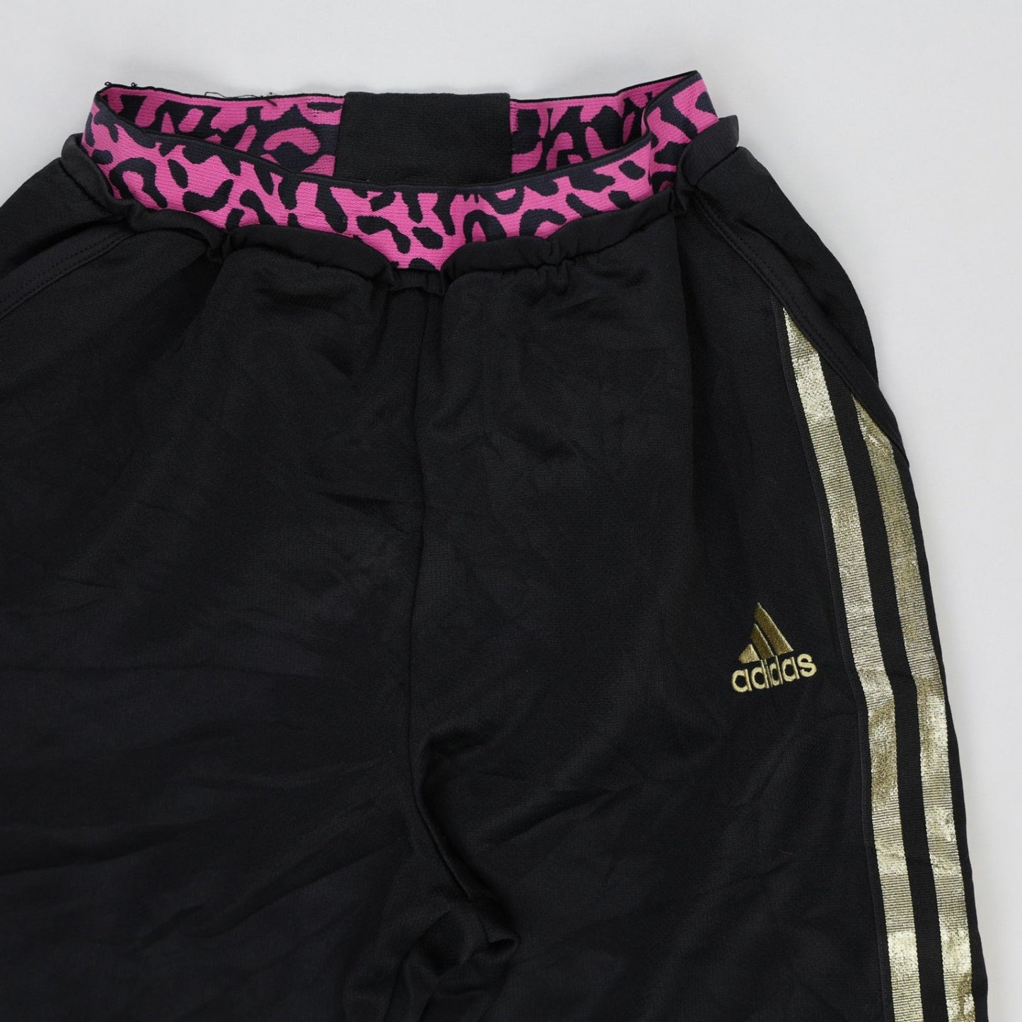 adidas Climalite Black Gold Pink Tracksuit Bottoms Medium Polyester