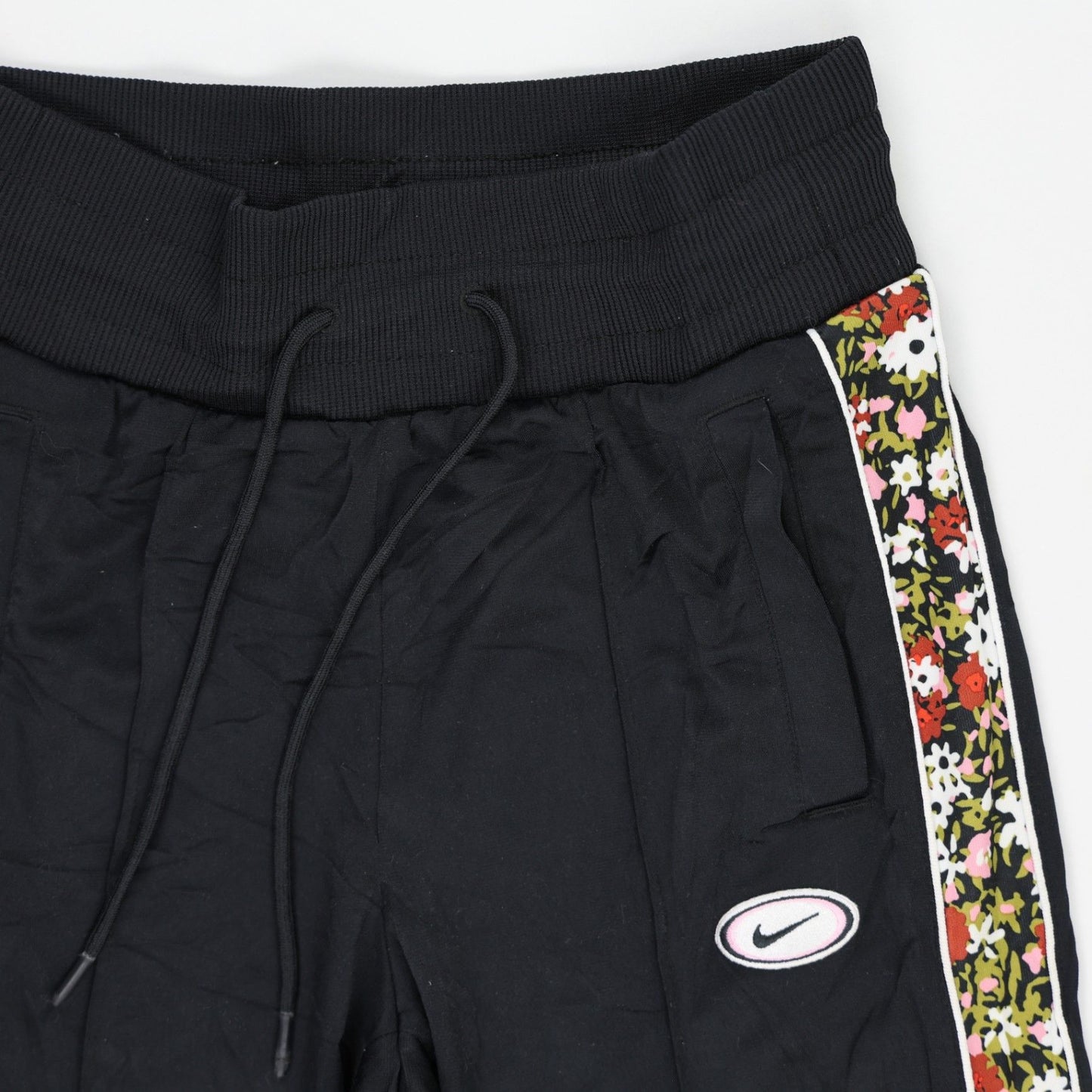 Nike Women's Black Floral Stripe Track Pants XS 100% Polyester Vintage