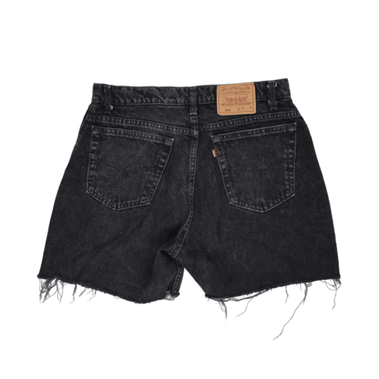 Levi's 560 Black Denim High Waist Raw Hem Cut-Off Shorts W33 Cotton Vintage