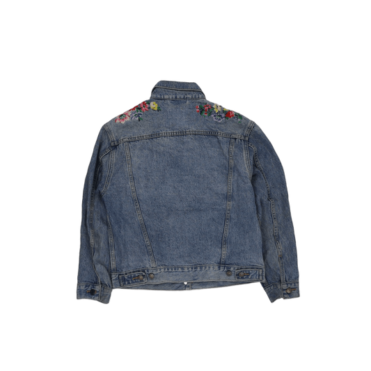 Levi's Vintage Floral Embroidered Denim Jacket Blue Medium Cotton Denim