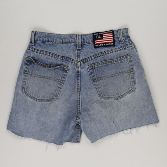Ralph Lauren Vintage High Waist Denim Shorts Light Blue Size 30 100 Cotton Frayed Hem