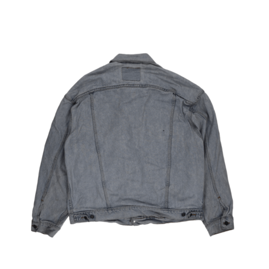 Vintage Light Wash Denim Jacket Unisex Large Stone Blue Cotton