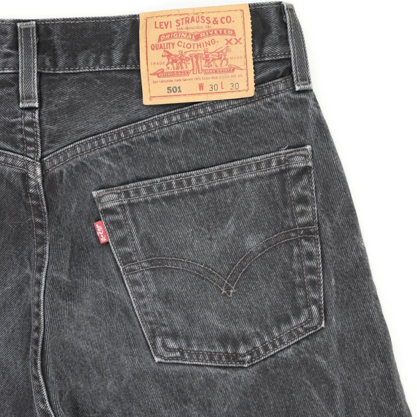 Levi's 501 Vintage Black Denim Cut-Off Shorts W30 L30 Cotton Denim Unisex
