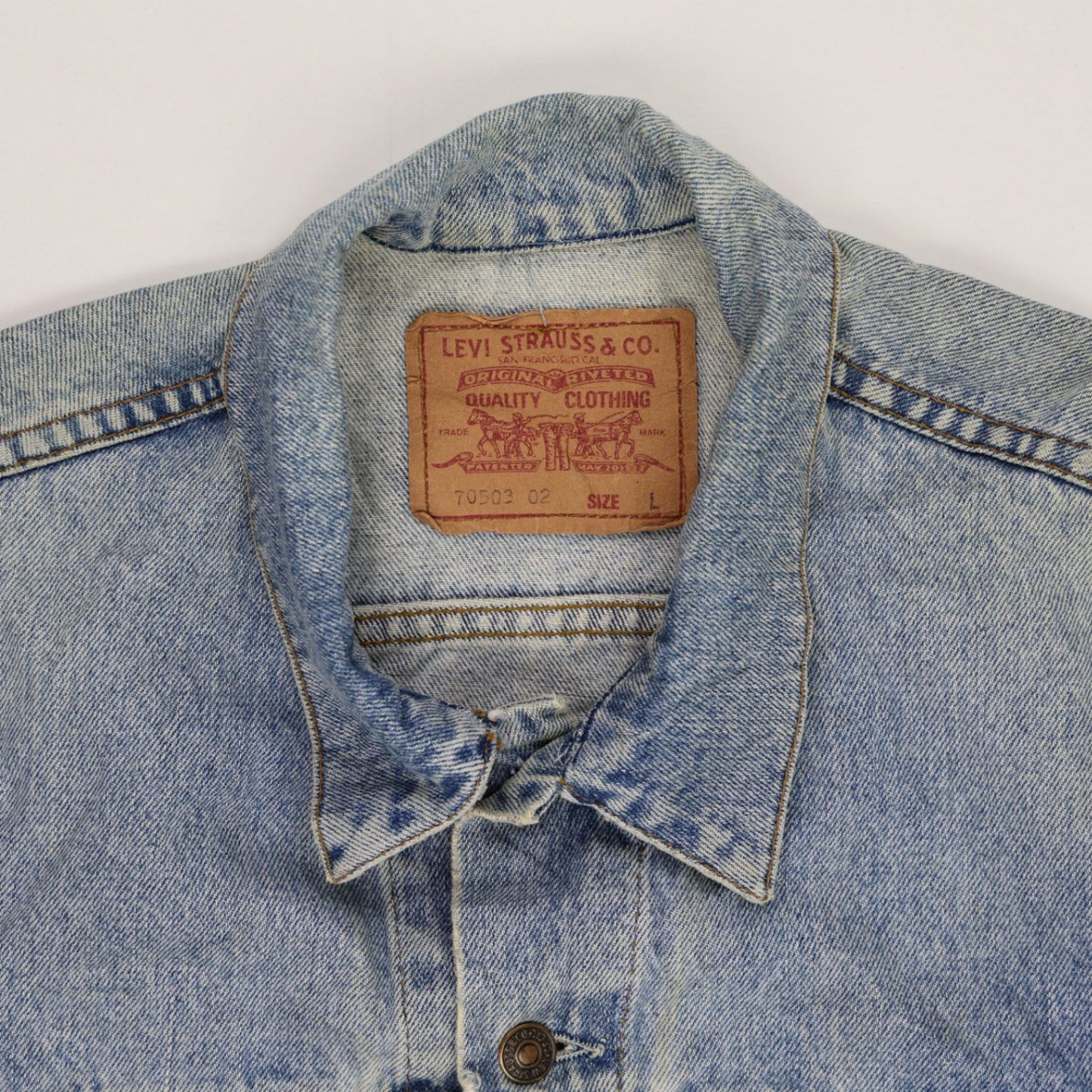 Levi's 70503 Denim Trucker Jacket Light Blue Large Cotton Vintage