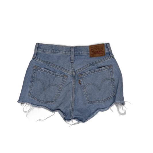 Levi's 501 Vintage Distressed High Waisted Denim Shorts Light Blue W31 Cotton