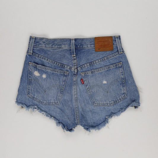 Levi's 501 Vintage Blue Distressed Denim Shorts W28 28in Cotton