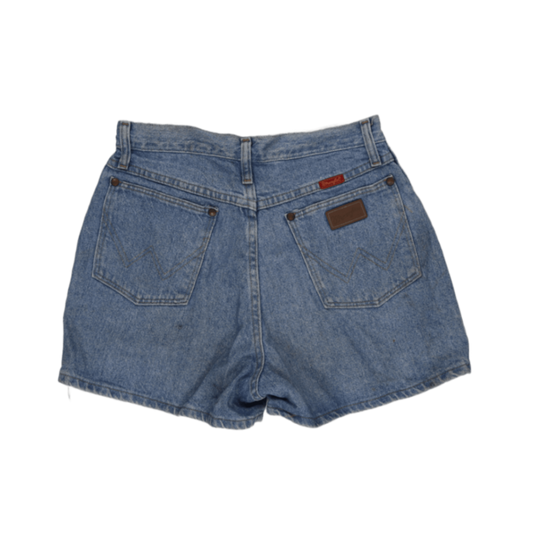 Wrangler Women's Vintage High Waist Blue Denim Shorts Size 30 100% Cotton 6 Inch Inseam