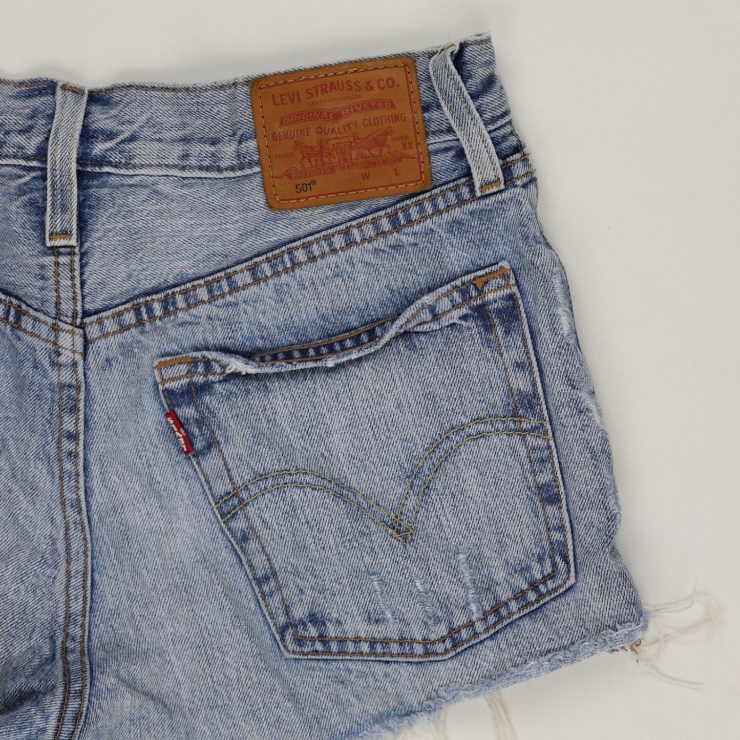 Levi's 501 High Waist Distressed Denim Shorts Light Blue W28 Cotton Vintage