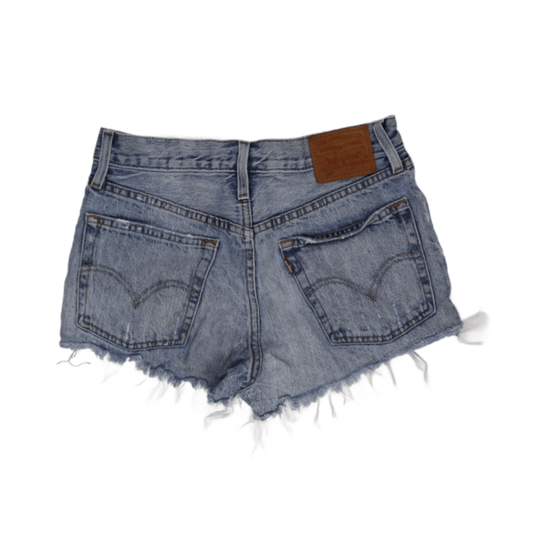 Levi's 501 High Waist Distressed Denim Shorts Light Blue W28 Cotton Vintage