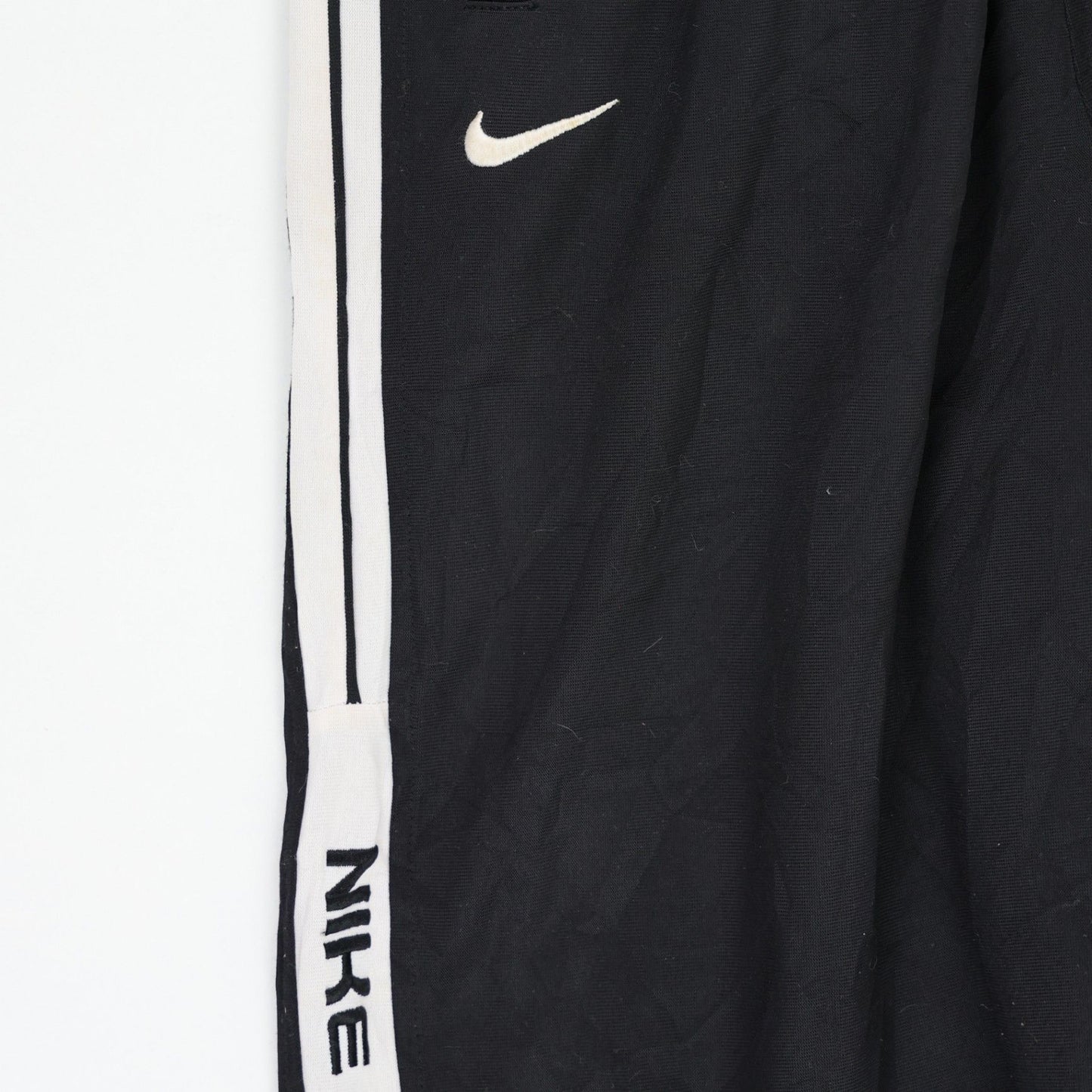 Nike Black Track Pants Medium Polyester Vintage Men's Trousers 74 cm Inseam 41 cm Waist Very Good Condition