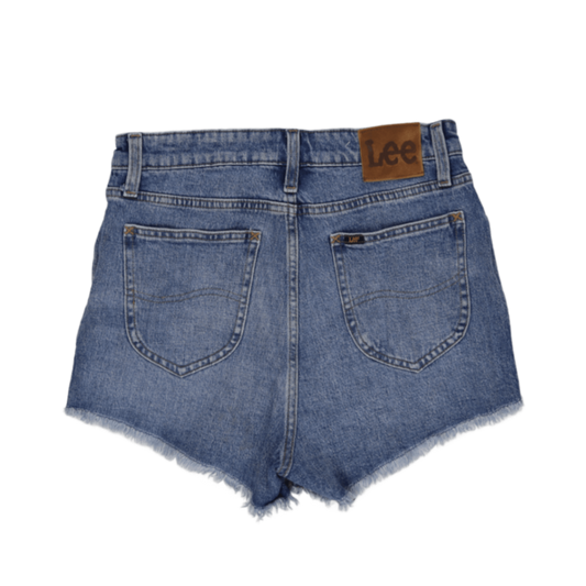 Lee High Rise Cut Off Denim Shorts Blue Size 29 Cotton Denim