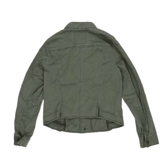 Hollister Olive Military Jacket Large 100% Cotton Stand Collar