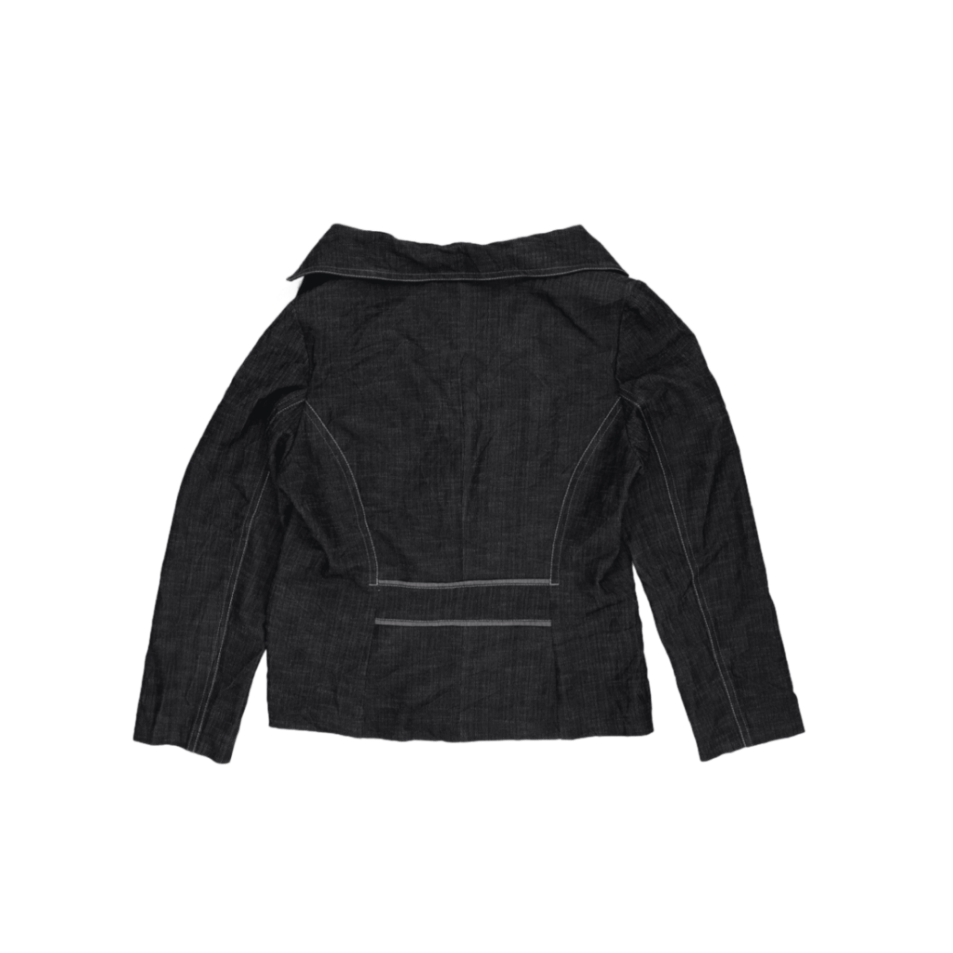 Classic Black Denim Blazer Jacket for Women Size 10 Notched Lapel