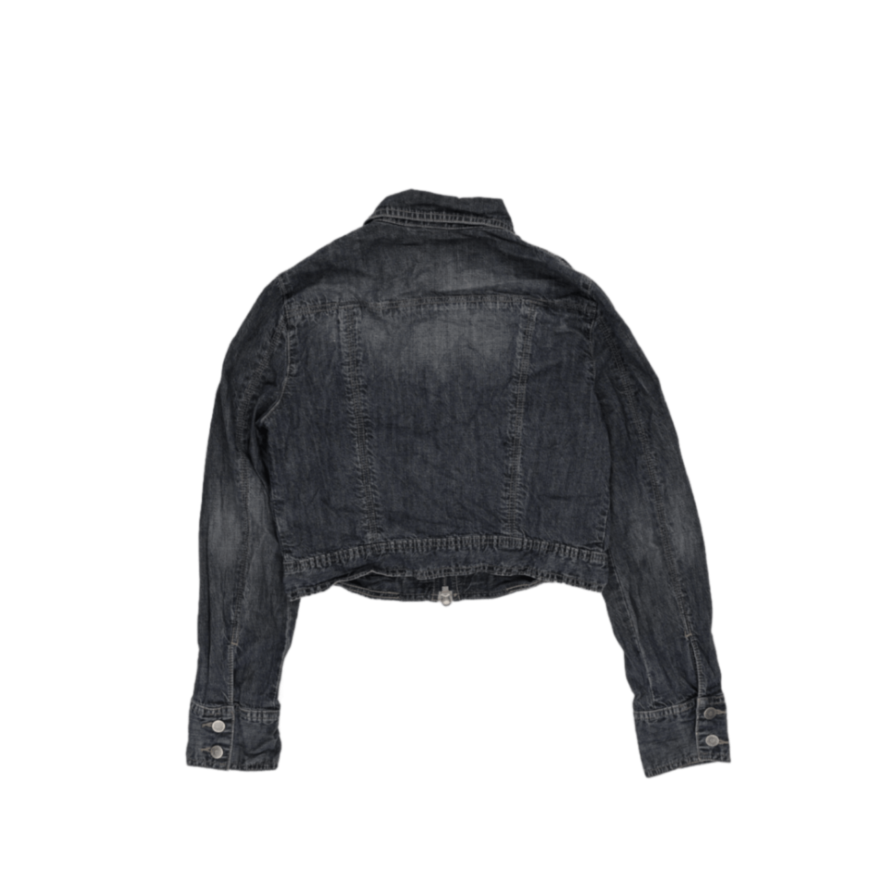 Zara Women's Black Cropped Denim Jacket Size Small Vintage Cotton