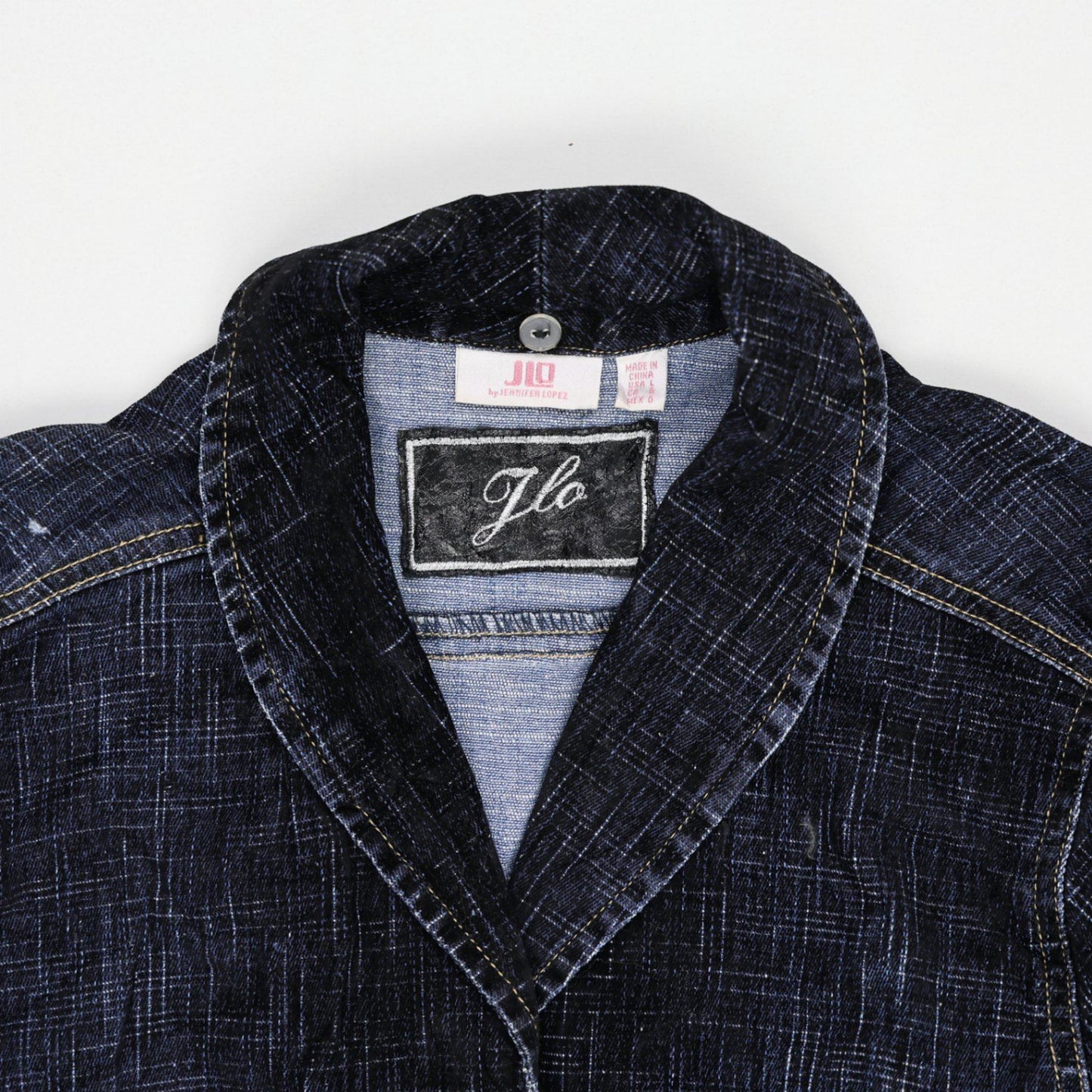 JLo by Jennifer Lopez Women's Vintage Black Denim Blazer Jacket Size UK 8