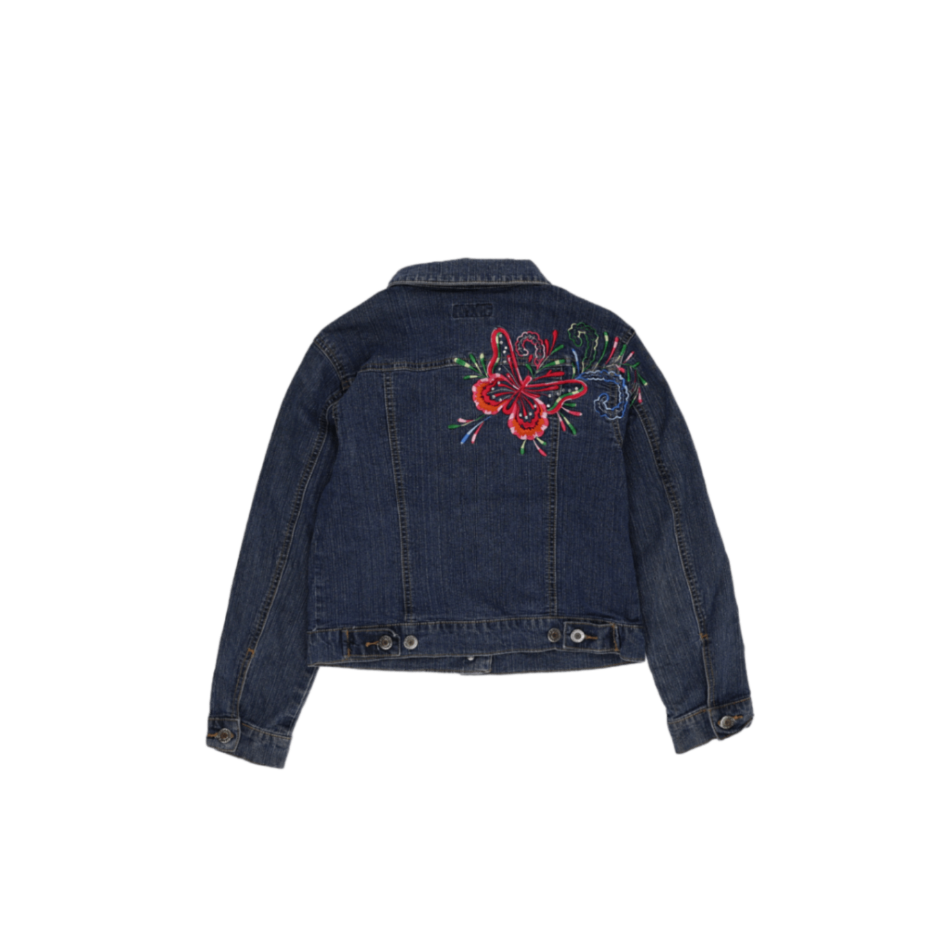 OVS Girls Blue Denim Jacket Floral Embroidered Size 8 Years Cotton