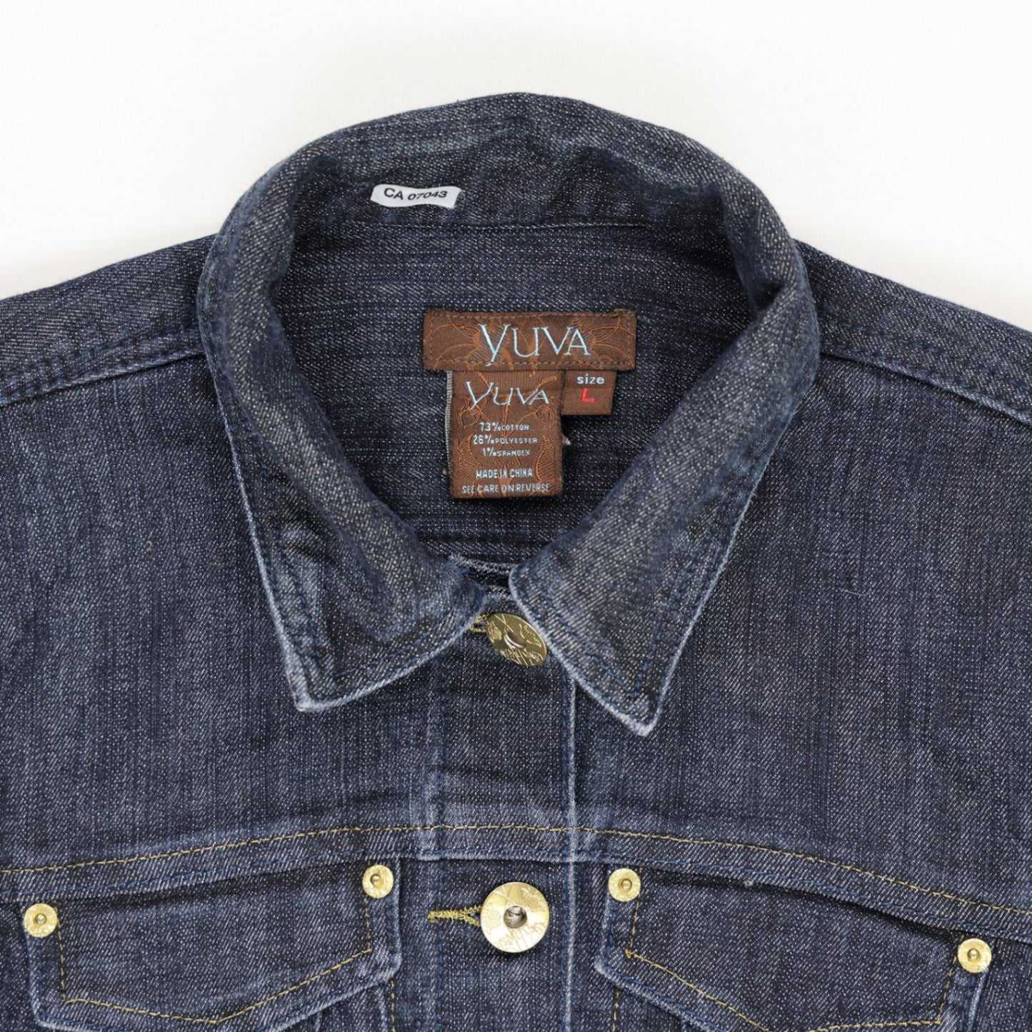 Yuva Classic Denim Jacket Dark Indigo Size L 73% Cotton 26% Polyester