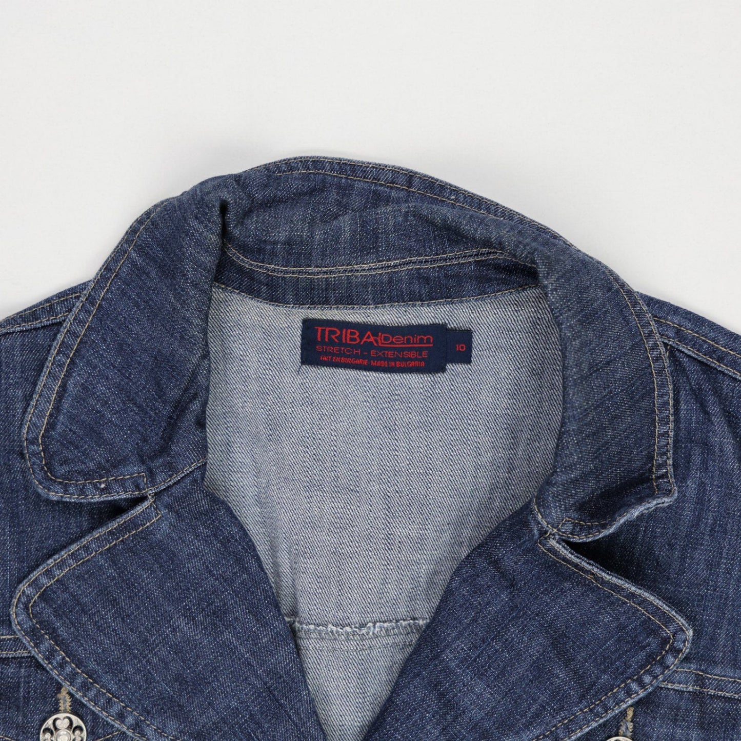 TRIBA Denim Women's Stretch Blue Denim Jacket Size 10