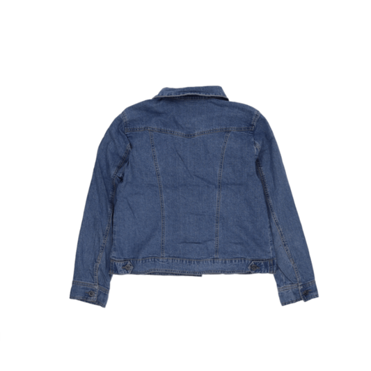 Stretch Women's Vintage Blue Denim Jacket Medium Collared 50 cm Pit-to-Pit 58 cm Collar to Hem 60 cm Sleeve Length