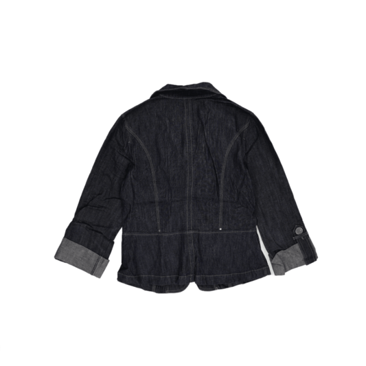 Unknown Women's Dark Indigo Denim Blazer Jacket Medium Lapel Collar