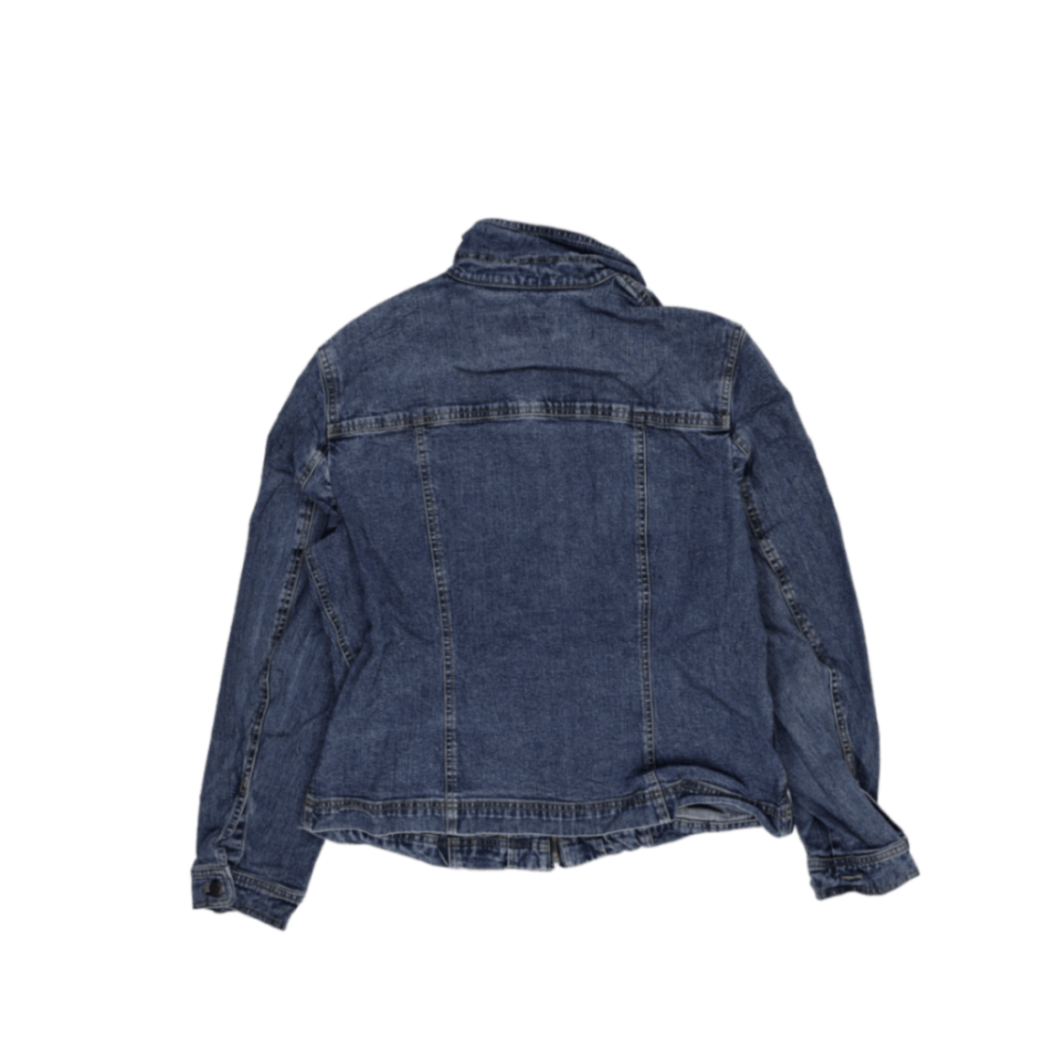 Vintage Blue Denim Jacket High Collar Medium Cotton Denim Unisex Size UK 12
