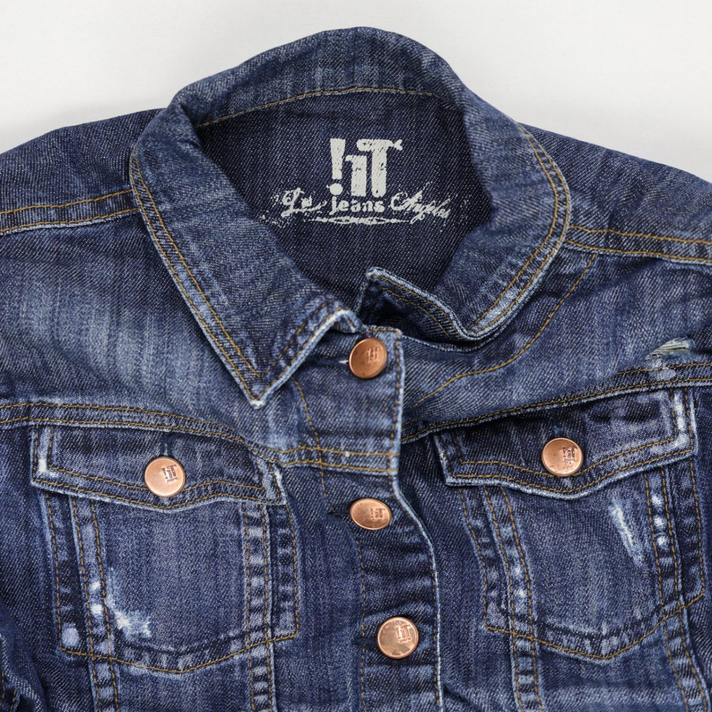 H! Jeans Company Women's Blue Denim Jacket Medium 99% Cotton 1% Spandex Collared